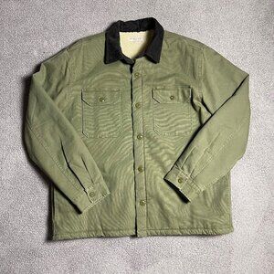 Wallace & Barnes Canvas Military Jacket Sherpa Lined Corduroy Collar Men's XL